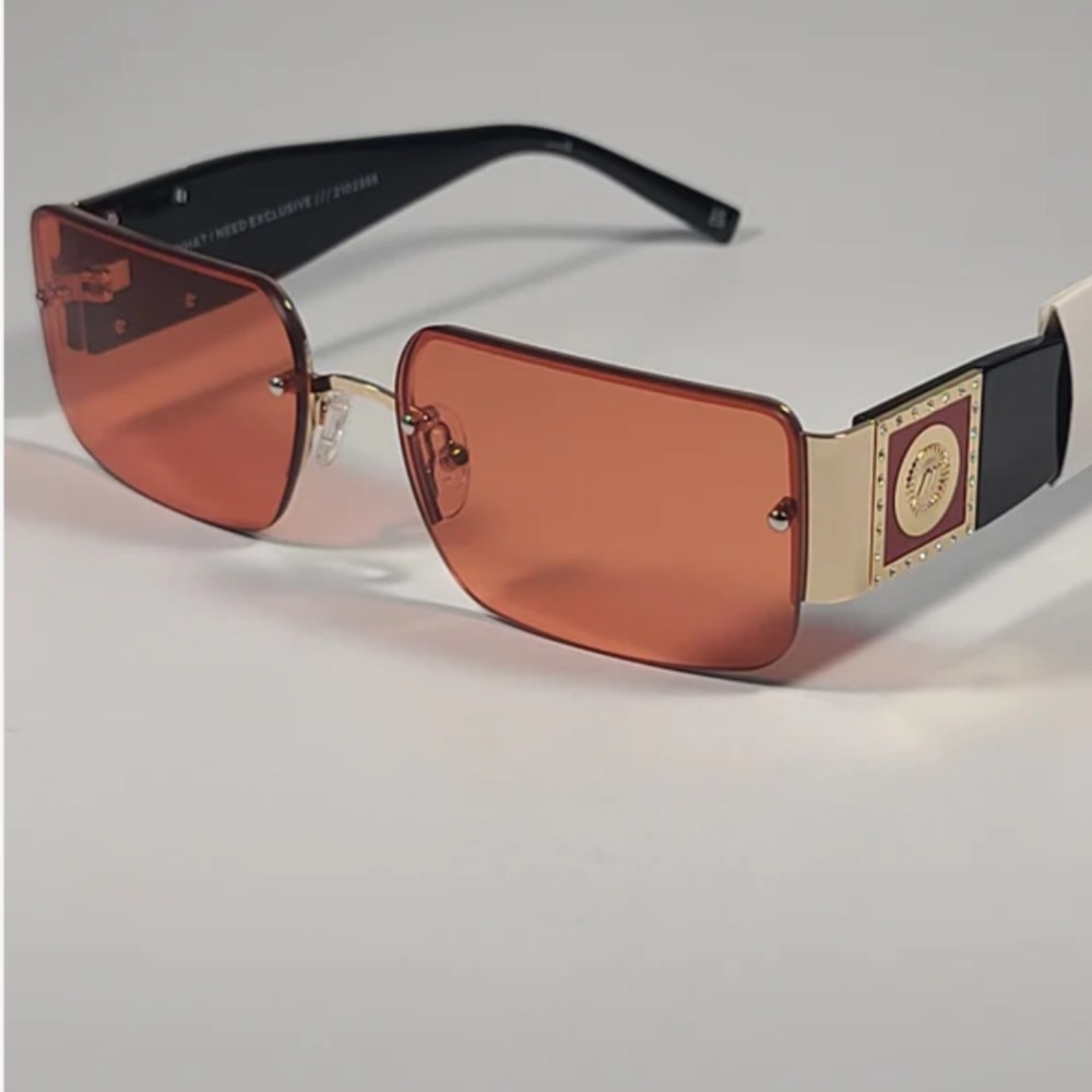 Le Specs What I Need Rimless Rectangle Limited Edition Sunglasses New